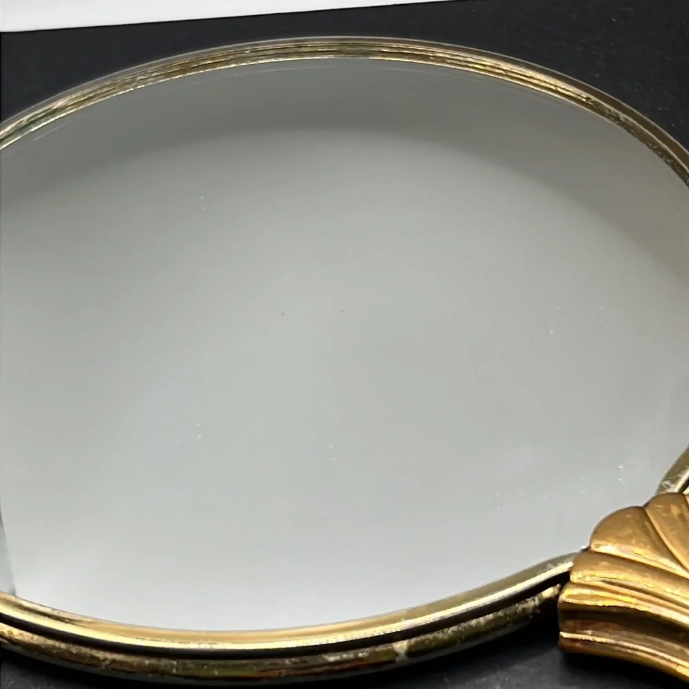 Vintage vanity flower mirror and brush set